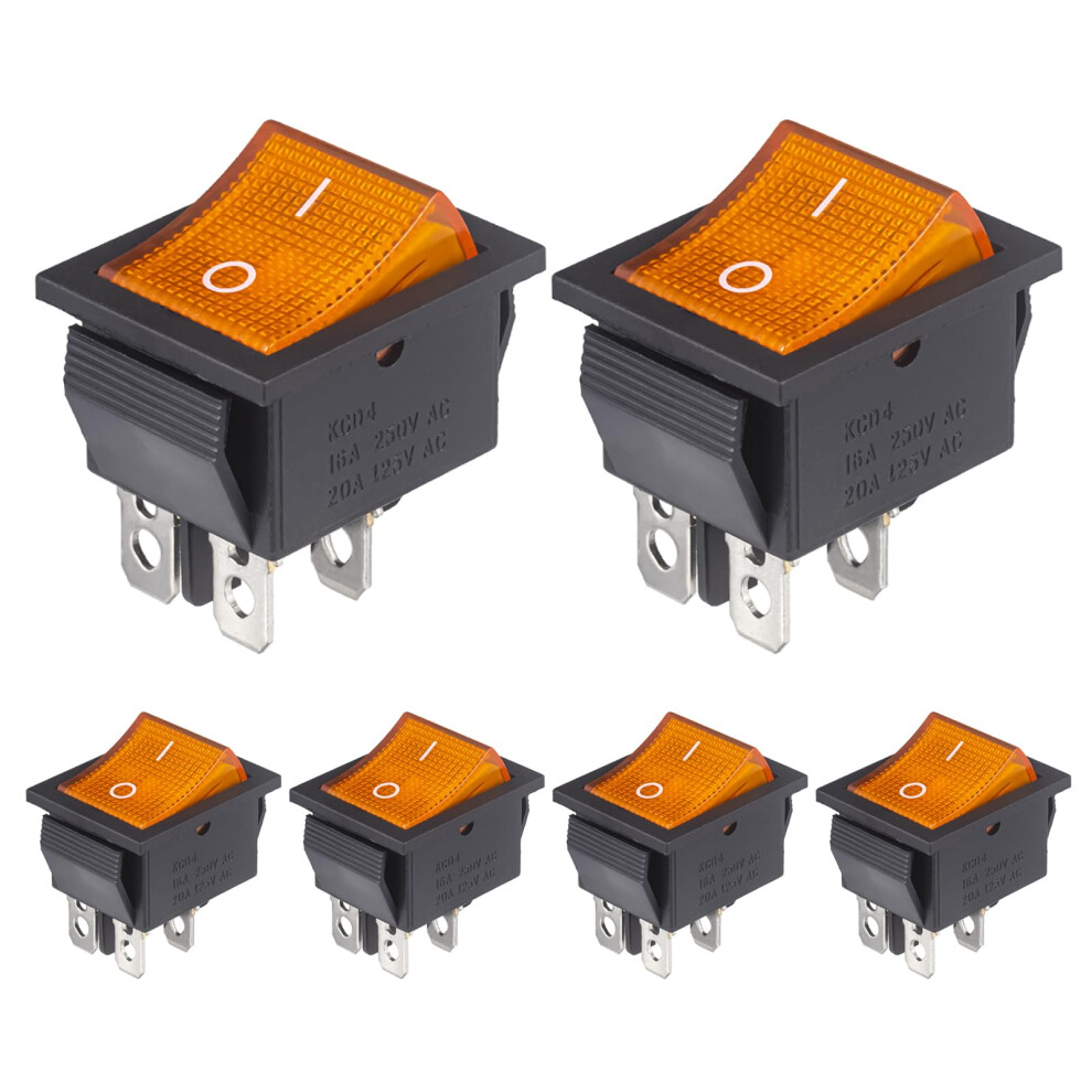 Vexunga Toggle Switch Rocker Switch 16A 250Vac 20A 125Vac 4-Pin One Off Switch Y Yellow 5006962696799