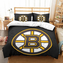 (135CM X 200CM) Boston Bruins Et Logo Black Quilt Duvet Cover Set Children Bedroom Decor3-Piece Bedding Set