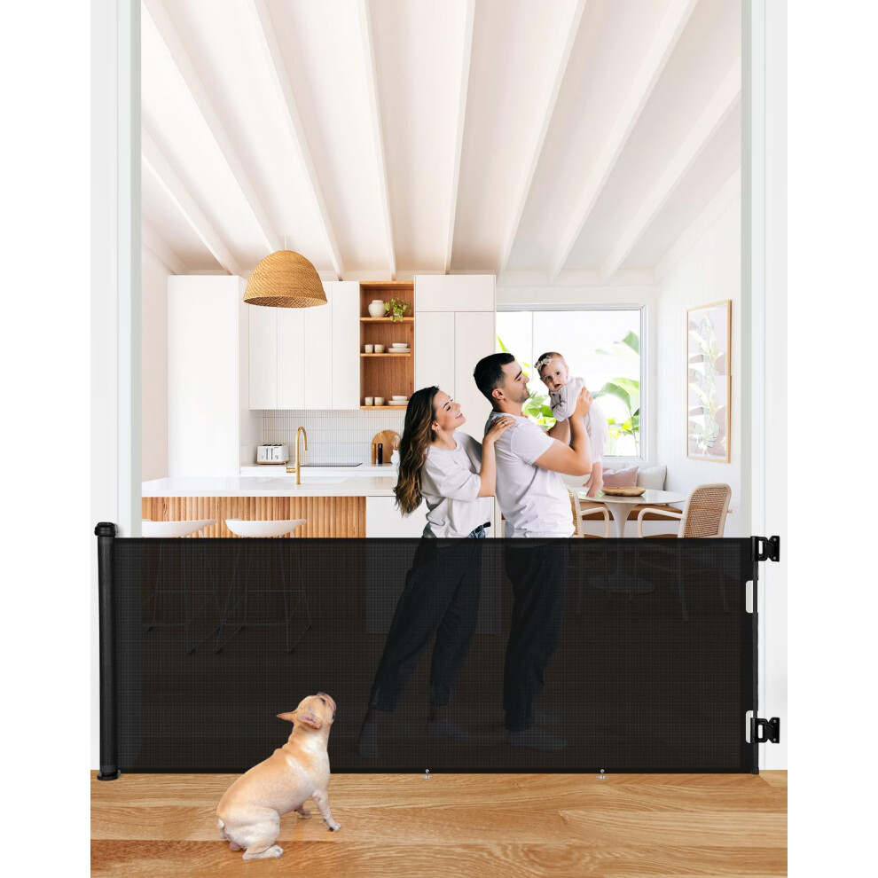 Comomy 300Cm Retractable Baby Gate For Stairs, Mesh Dog Gate For House Doorways Hallways, 86Cm Tall Extra Wide Child Safety Gate For Kids Pets, Indoo