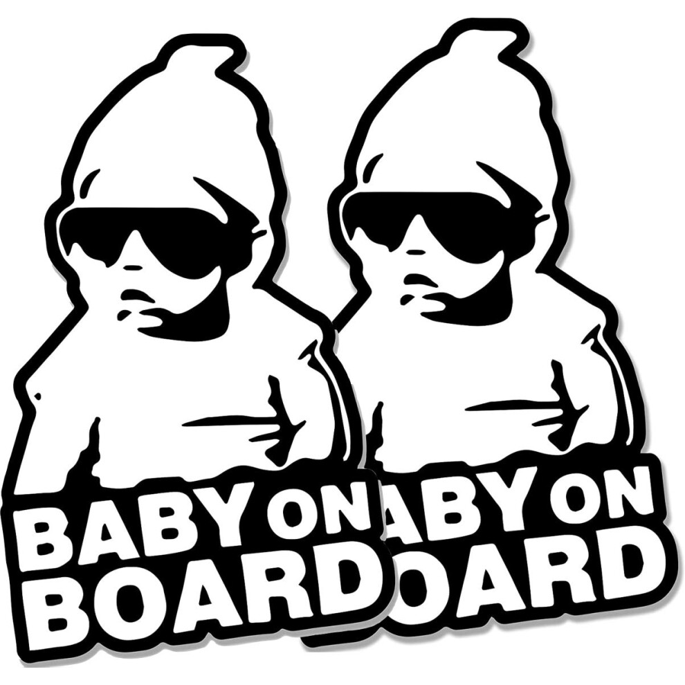 Decal World Baby On Board Sign Vinyl Car Sticker | Single Or 2 Pack | Easy To Apply And Remove | Weatherproof | Funny Cool Novelty (2)