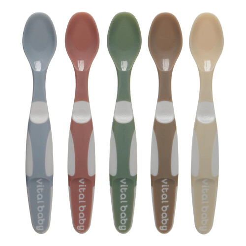 Vital Baby 5 Pack Start Weaning Spoons | Soft Shallow Tips, Easy-Grip 1