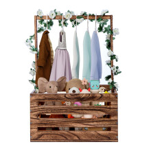 JF HOME BLISS Wooden Baby Shower Basket ,Baby Basket with Handle,Baby Shower Gifts, Attractive Closet Baby Clothes Rack for New Born Baby Shower, Pre