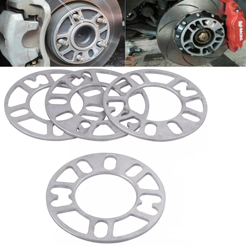 4Pcs Universal Wheel Spacers 5Mm For Most 4 Lug & 5 Lug Wheels, Pcd 98Mm To 120Mm, 4X100 4X108 4X100 5X100 5X108 5X110 5X112 5X114 66030058