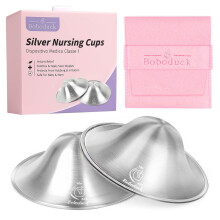 925 Silver Nursing Cups, Reusable Breastfeeding Covers for Nursing Mothers, Breastfeeding Essentials, Comfortable Nursing Accessories (Large, 2 Pack)