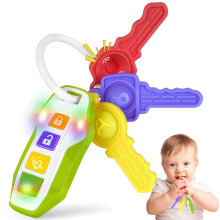 Car Keys Teething Toys for Baby - Baby Key Teether Infant Chew Toy,Sensory Learning & Fine Motor Skills Baby Toys with Music & Lights,Toddlers Educat