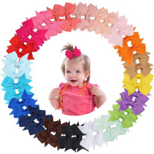 40Pieces Baby Girls Hair Clips, ZTMY 2" Grosgrain Ribbon Hair Bows Mini Hair Barrettes Alligator Clips Hair Accessories for Baby Girls Toddlers Kids-