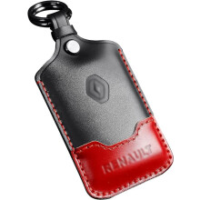 Friendship Key Card Case for Renault Handmade Leather Key Fob Car Key Covers with Keychian for Renault Captur/Clio/Kadjar/Zoe/Megane/Dacia (Black)