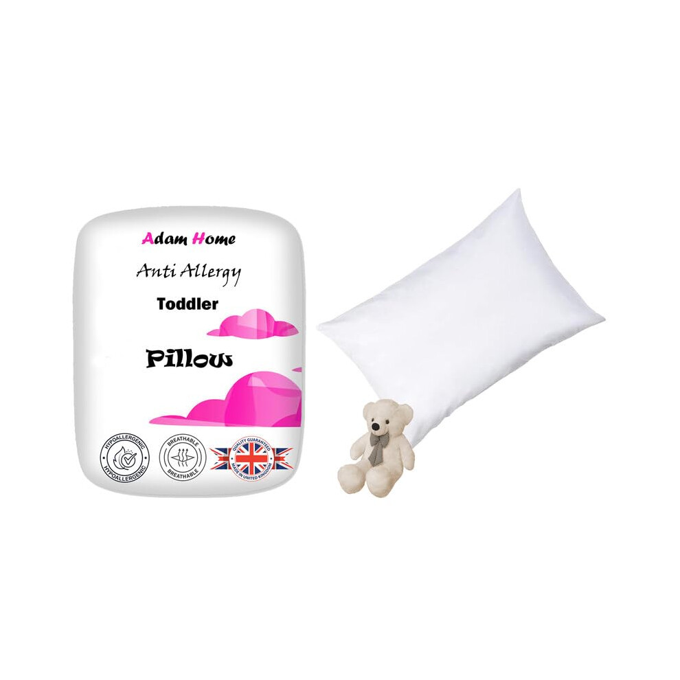 Adamlinens Adam Home Toddlers Cot Bed Pillow 100% Microfibre Anti-Allergy Lightweight Sleeping Pillow For Children Kids, Newborn, Babies Hypoallergenic And Mach
