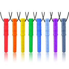 Sensory Chew Necklace by GNAWRISHING, 8 Pack Cylinder Chew Necklaces for Sensory Kids, Made from Food Grade Silicone for for Autistic, ADHD, Oral Mot