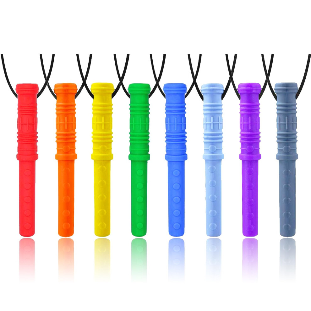 Photos - Educational Toy Sensory Chew Necklace by GNAWRISHING, 8 Pack Cylinder Chew Necklaces for Sensory Kids, Made from Food Grade Silicone for for