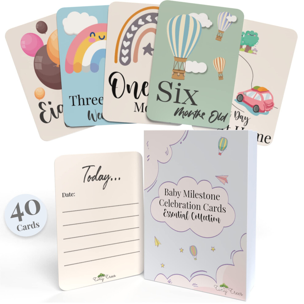 Tiny Trees 40 Baby Milestone Cards | Gift Box, New Baby & Shower Gift