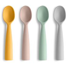 Vicloon Silicone Baby Feeding Training Spoon, 4 Pcs Baby Spoons, Self-Feeding Weaning Spoons, Training Feeding for Kids Toddlers Children and Infants