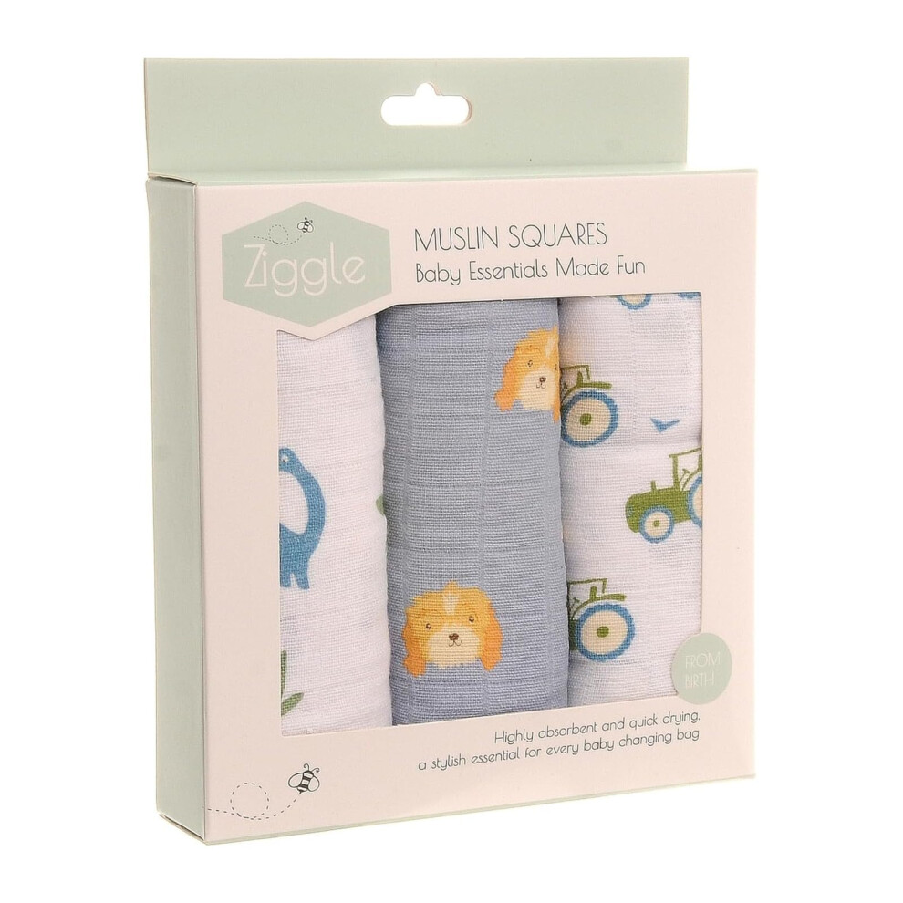 Muslin Cloths For Baby, Luxury Large Muslin Squares 70X70 | Thick, Absorbent & Breathable Cotton Ziggle