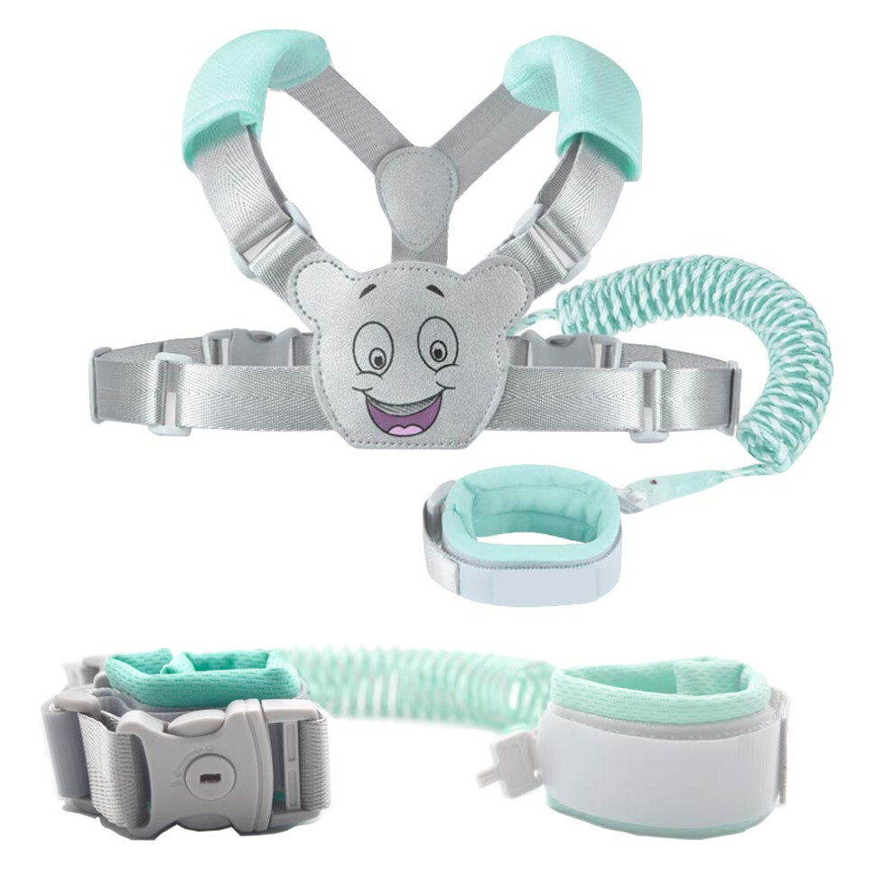 Baby Reins Walking Harness For Toddlers, Kids, Children, 3-In-1, Anti Lost Safety Wrist Cuff With Lock + Backpack + 1.5M Bungee Straps Link Smbox