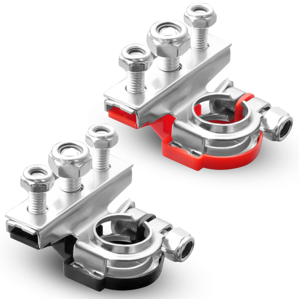Uraqt Battery Terminal Connectors, 3 Way 12V/24V Leisure Battery Terminals, Positive Negative Copper Plate Cable Clamp Quick Connector, Car Battery T 52961717