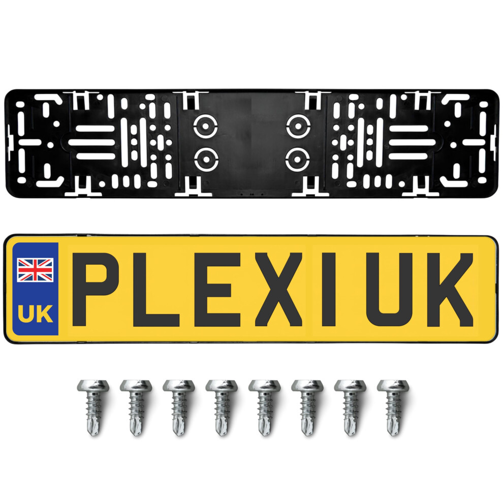 Plexiclickpro Number Plate Holder 2X - Frameless Number Plate Surround For Acrylic Uk Number Plates - Universal Reg Plate Holder Black 5051226501975