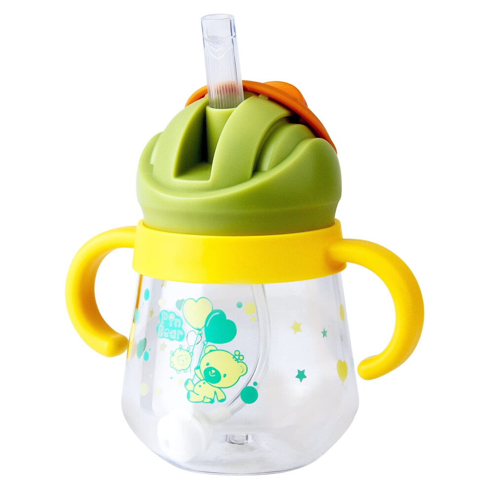 Bpa Free Weighted Straw Non Spill Cup For Toddlers 6+ Months - 260Ml, Spill-Proof & Leak-Proof Soft Spout Sippy Cup With Handles Yellow Nohlerlife