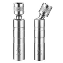 2 x Thin Wall Spark Plug Socket, 14mm 16mm Universal Joint 3/8 inch 12-point Magnetic Swivel Spark Plug Socket Set, Magnetic Spark Plug Wrench Spark