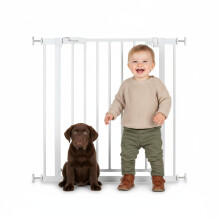 hauck Open N Stop 2, White - Pressure Fit Baby Gate 75-80 cm for Doors & Stairs, Closes Manually, Opens to Both Sides with One Hand, Metal, Mounting