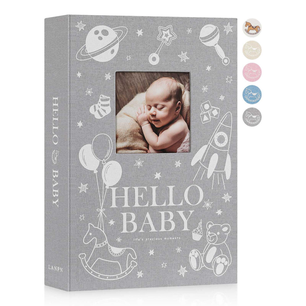 Baby Photo Album 6X4 300 Pockets, Linen Newborn Bebe Ultrasound Photo Album With Memo Writing Area, Cover Photo Book, Picture Album For Kids Lanpn