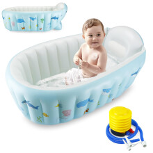 PandaEar Inflatable Baby Bath Tub with Air Pump, Portable Toddler Bath Tub, Foldable Non-Slip Infant Baby Bathtub, Travel Baby Bath Mini Air Swimming