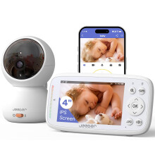 jeeber 1080P Wifi Video Baby Monitor with App, 4'' IPS Screen, HD Night Vision, Motion & Cry Detection, 360 PTZ Camera, Two-Way Talk, Lullabies,