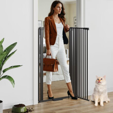 Semiocthome Black Extra Tall Pet Gate 130cm Height Safety Gates for Dogs and Cats, Pressure Fit 78-90cm Wide, 90Two Way Open, Auto Close Tall Stair
