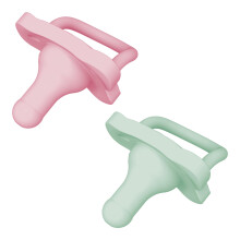 Dr. Brown's HappyPaci 100 Percentage Silicone Baby Soother, Contoured One-Piece Design, 0-6 m, BPA-Free, 2-Pack, Pink and Green