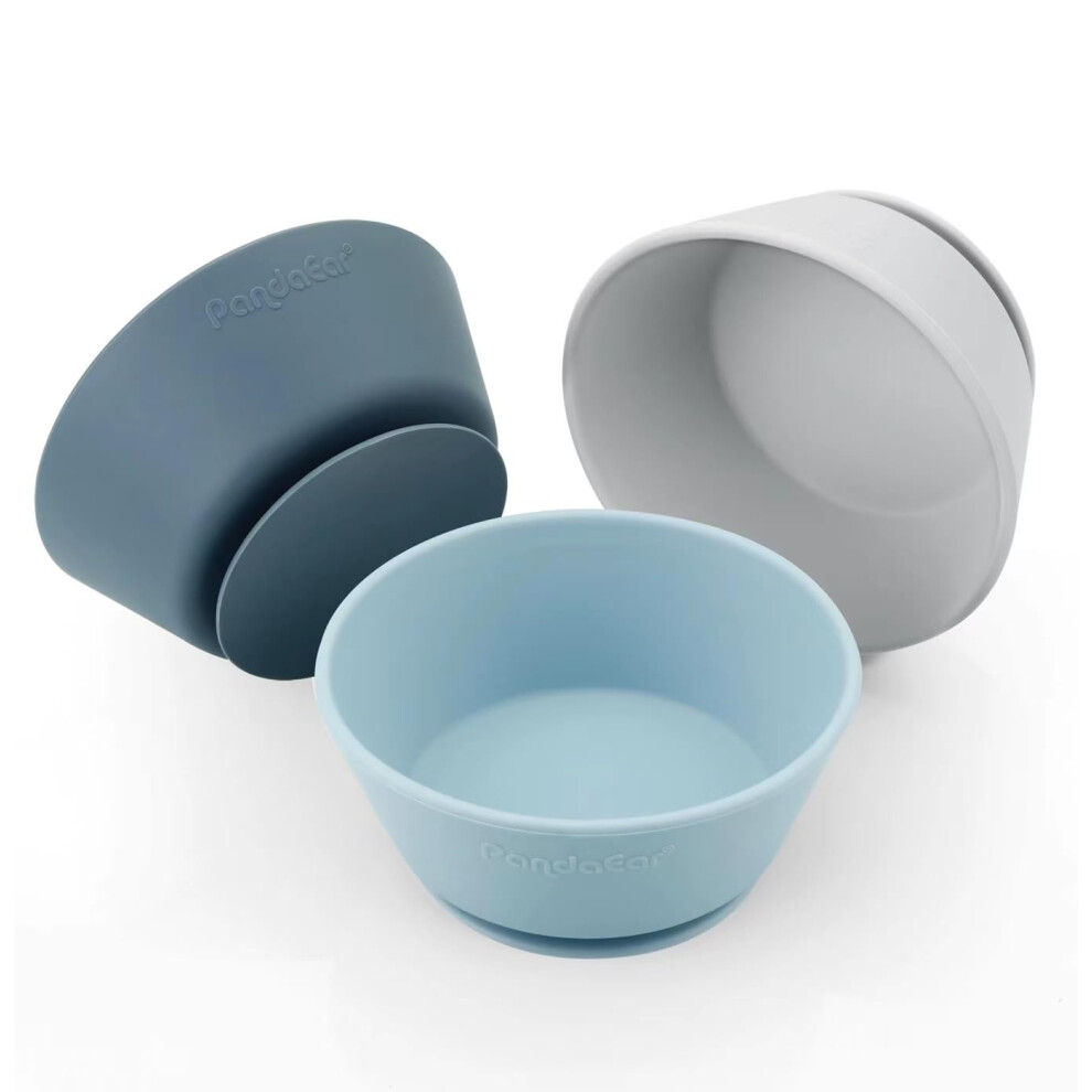 3 Pack Baby Bowls With Suction| Silicone Bowls For Baby Infant Kids First Stage Feeding| Food Grade Toddler Bowls Suction| Soft Safe Bpa-Fre Pandaear