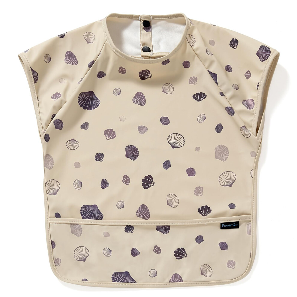 Weaning Bib With Short Sleeves & Blw, Soft And Skin-Friendly Material, Coverall Bibs For Baby Feeding, Waterproof And Easy To Clean & Machine Pewingo