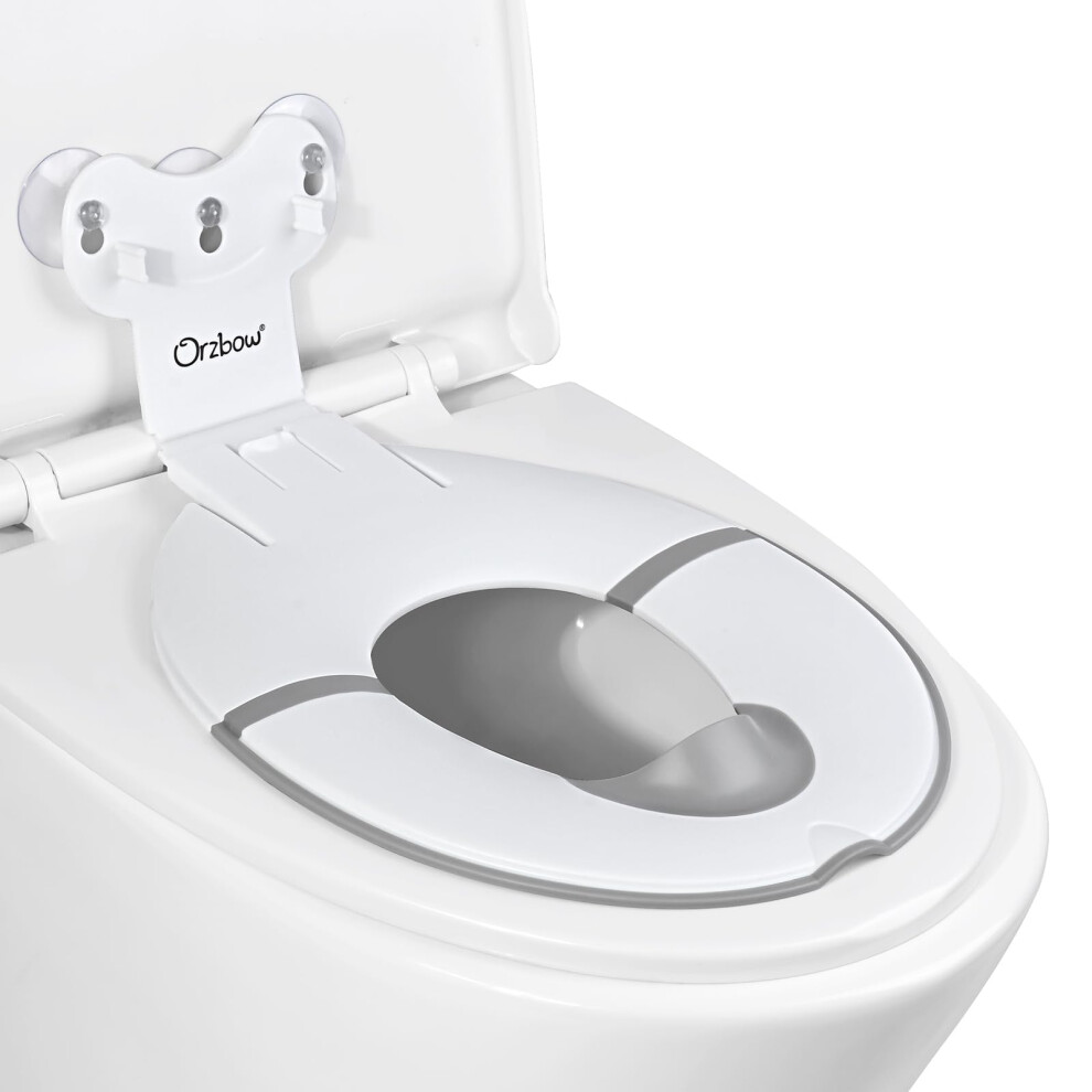 Orzbow Foldable Toddler Toilet Seat, Portable Potty Training Toilet Seat With Soft Rubber Urine Barrier, Universal Toilet Seat Toddler With Suction Cup, Adj