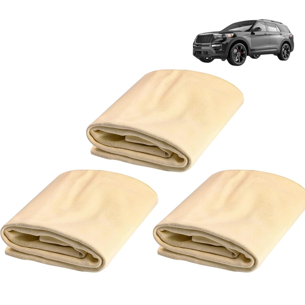 Qualdesn 3Pcs Chamois Leathers For Cars, 30 X 40Cm Soft Shammy Leather Cloth For Car, Ultra-Absorbent And Scratch-Free For Car Detailing, Super Soft 5002245936705