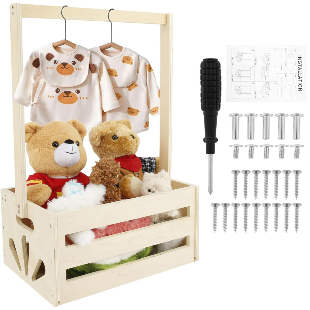 Baby Shower Crate Closet Wooden Baby Shower Hamper Basket With Handle Newborn Clothes Wardrobe Storage Basket Newborn Essentials For New Gatphy
