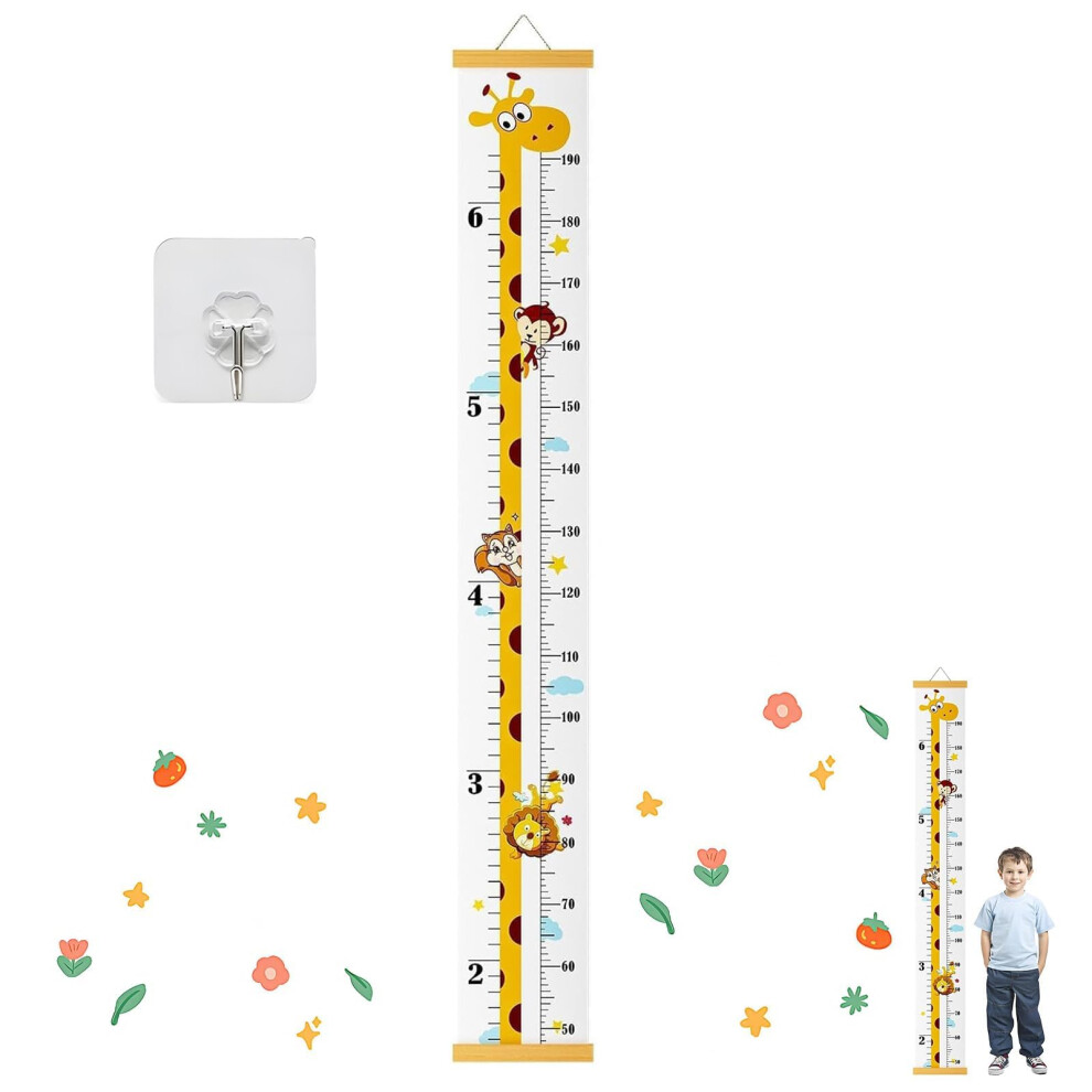 Giraffe Height Chart, Growth Measurement Device Fun Height Measure Tool With Hook Children Teenager Growth Record Cartoon Giraffe, For Bedroom Wall D Syylqyr