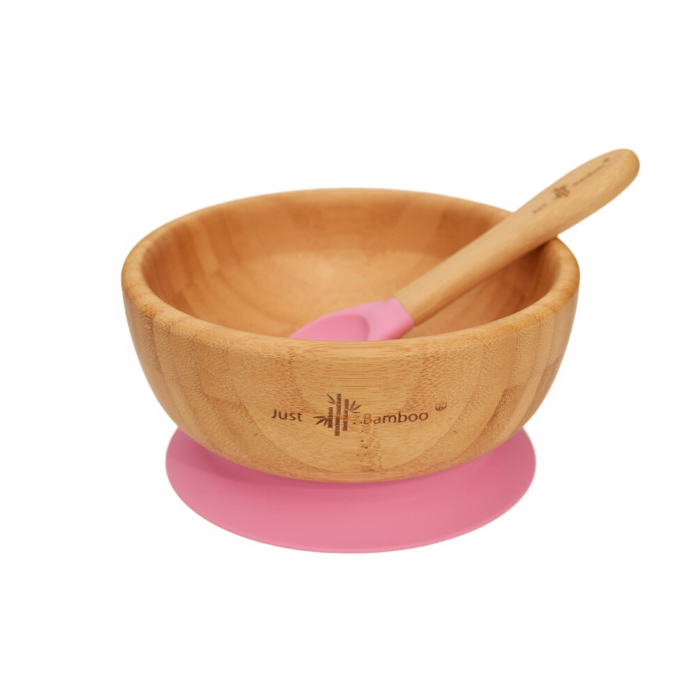 Baby And Toddler Suction Bowl Set For Feeding And Weaning | Outstanding Suction | Bamboo Baby Suction Bowls With Matching Spoon Set Fro Just Bamboo