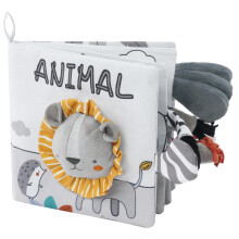 Vicloon Soft Toys Baby Cloth Book - 3D Animals Tails Crinkle Sensory Touch and Feel for Early Development Learning (Lion)