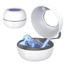 tlidfgeo Dummy UV Steriliser, Dummy Steriliser Portable Kills 99% of Germs in 3 Mins by 4 UV Lights, Type-C Rechargeable, Baby Pacifier Steriliser On