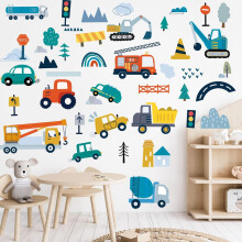 Yuiturt Car Decals Car Wall Stickers Transportation Cars Wall Decals Trucks Construction Vehicles Stickers for Boys Girls Bedroom