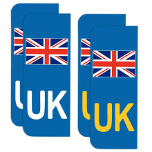 Onarway UK Car Stickers, Pack of 4 Self-Adhesive UK Car Number Plate stickers, UK Vinyl Car Stickers, for European Roads, Replace GB Stickers for Car