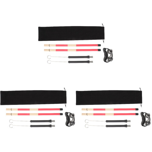 3Ensembles Kit Brosses À Fil Pour Batterie Noir Usage Multi-Scènes 1
