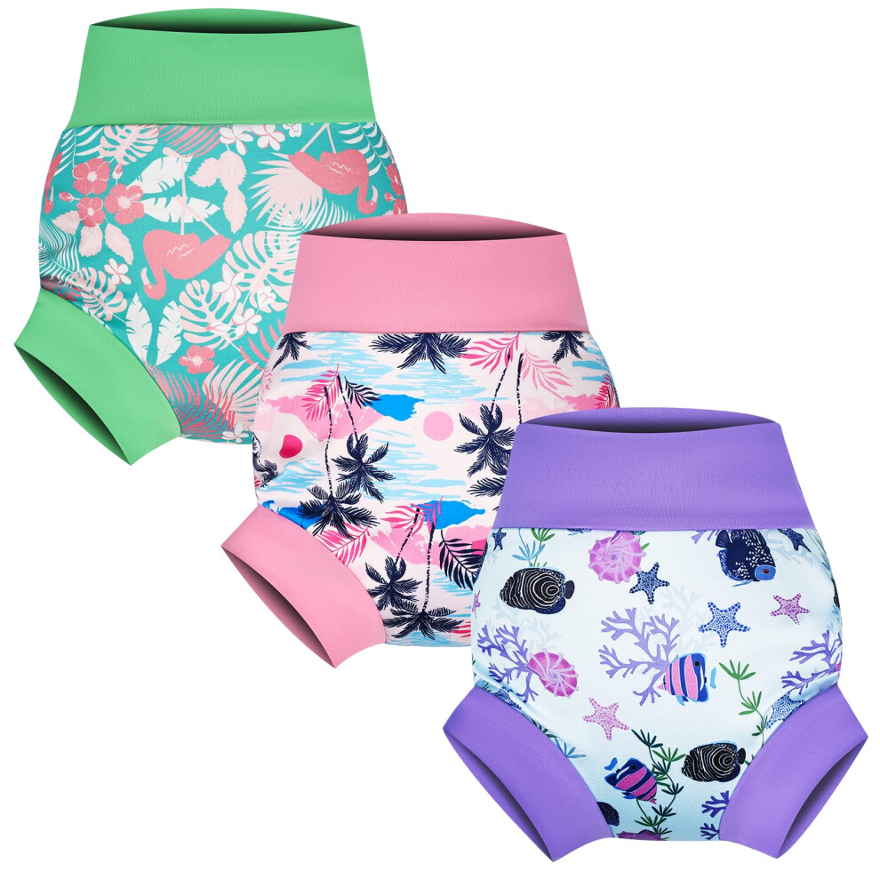 Reusable Swim Nappy, 3 Packs Of Swimming Nappies For Baby And Toddlers, Leak-Proof Swim Nappy For Boys And Girls, Ocean Adventure Flyish Direct