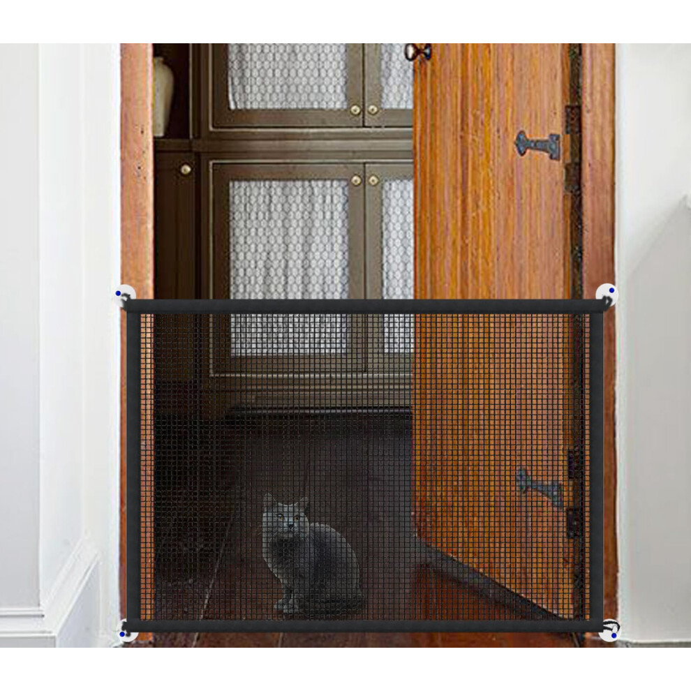 Portable Stair Gate For Dogs Indoor Magic Pet Gates For The House Doorway Upgraded Mesh 110X78cm Safety Puppy Fence Enclosure, Black Ostlttyn