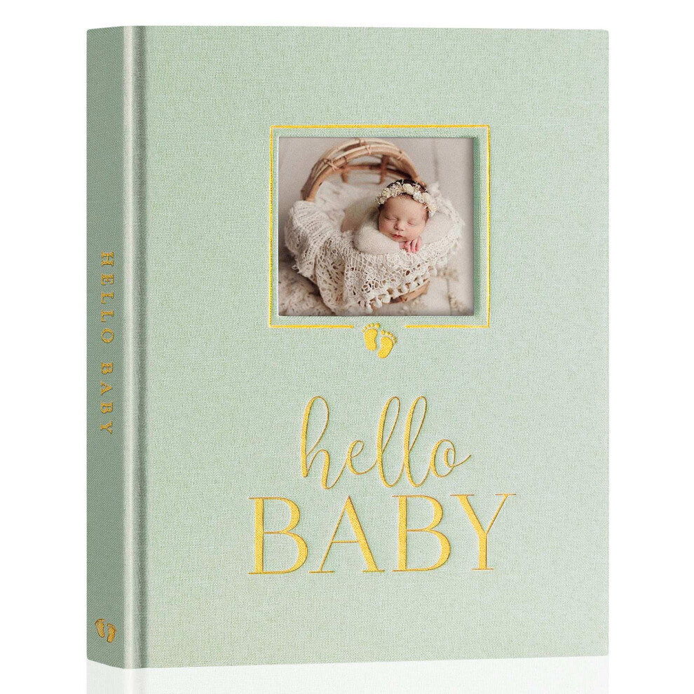 Hello Baby Memory Book, First 5 Year Keepsake With Diy Window, Linen Baby Journal Memories Scrapbook Photo Book, Newborn Milestone Album For Bo Lanpn