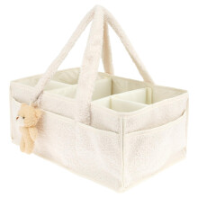 GUIJZSLTRG Baby Nappy Caddy Organiser with Removable Dividers Portable Baby Diaper Caddy Felt Nursery Storage Baskets Toddler Wipes Bag Newborn