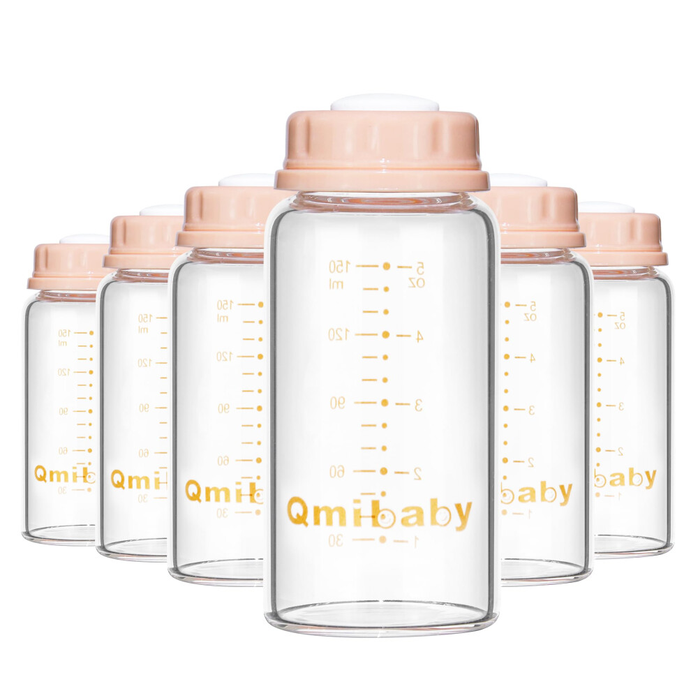 Qmibaby Natural Glass Baby Bottle,Standard Neck Breastmilk Storage Bottle For Fridge,Breast Milk Container,Breast Pump Bottle Compatible With Medela