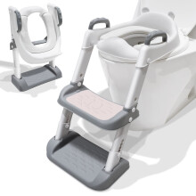 Toddler Toilet Seat Potty Training, Potty Training Toilet Seat with Step Anti Splash Soft Cushion Handle and Foldable for Kids Boys Child Toilet Trai