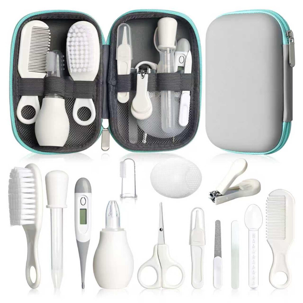 Qunlions Life Infant Safety Care Set With Hair Brush Comb Nail Clipper, Baby Essentials Kit For Newborn Girls Boys (Grey White)