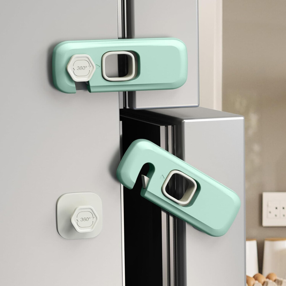 Child Proof Refrigerator Lock 2 Pack, Fridge Locks For Kids With Sticky Adhesive Pads, Child Safety Locks For Doors, Rv Refrigerator Ertzinla