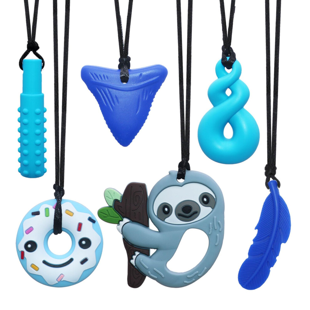 Photos - Educational Toy Chew Necklaces for Sensory Kids, 6 Pack Chew Toys for Autistic Children, ADHD, SPD, Chewing, Biting, Teething or Special Nee