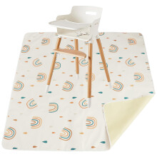 High Chair Splash Mat 110110cm Waterproof Non-Slip Baby Splat Mat Portable High Chair Feeding Mat Reusable Baby Spill Mat High Chair Floor Mat for